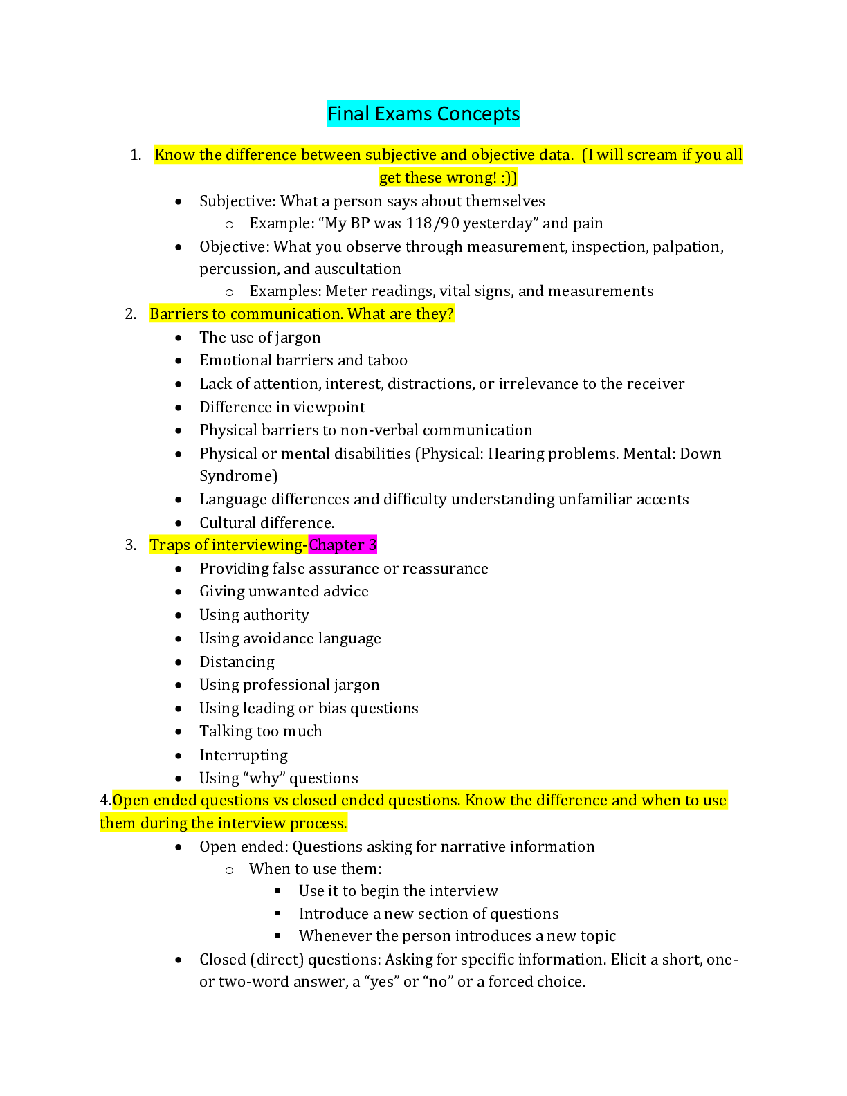 Preview of NUR 2092 Final Exams Concepts latest update 2020,well detailed and explained study guide 2
